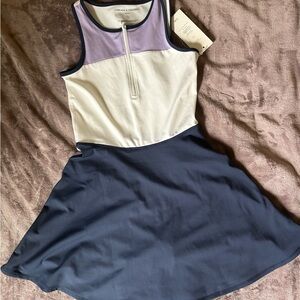 Threads 4 Thought Small Colorblock Tennis Mini Dress - Lavender, White, and Navy